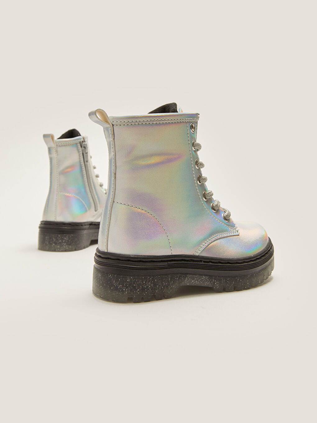 Hologram Detailed Lace and Zipper Detailed Girls' Boots -W23561Z4-UXF