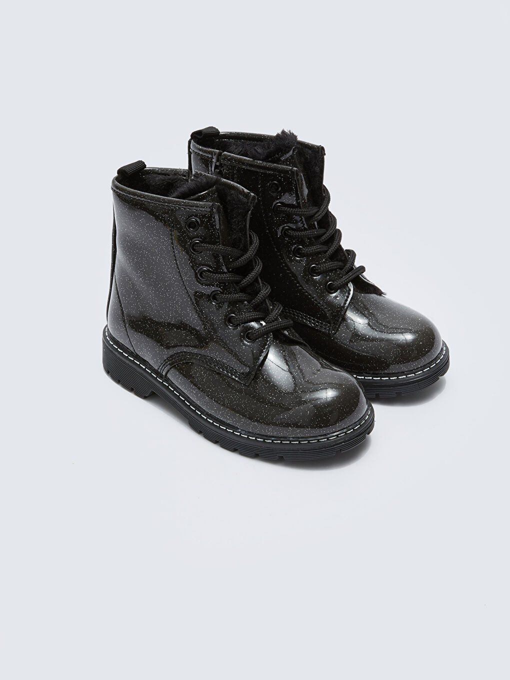 Ghete pentru Fete din Piele Ecologică cu Șireturi și Închidere cu Fermoar