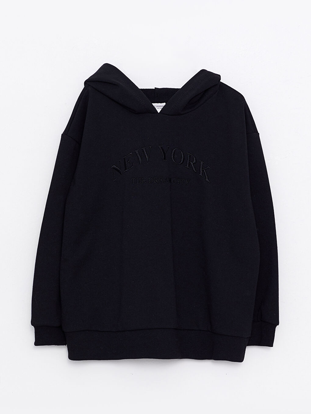 Капюшонды кестеленген ұзын жеңді қыздарға арналған свитшот