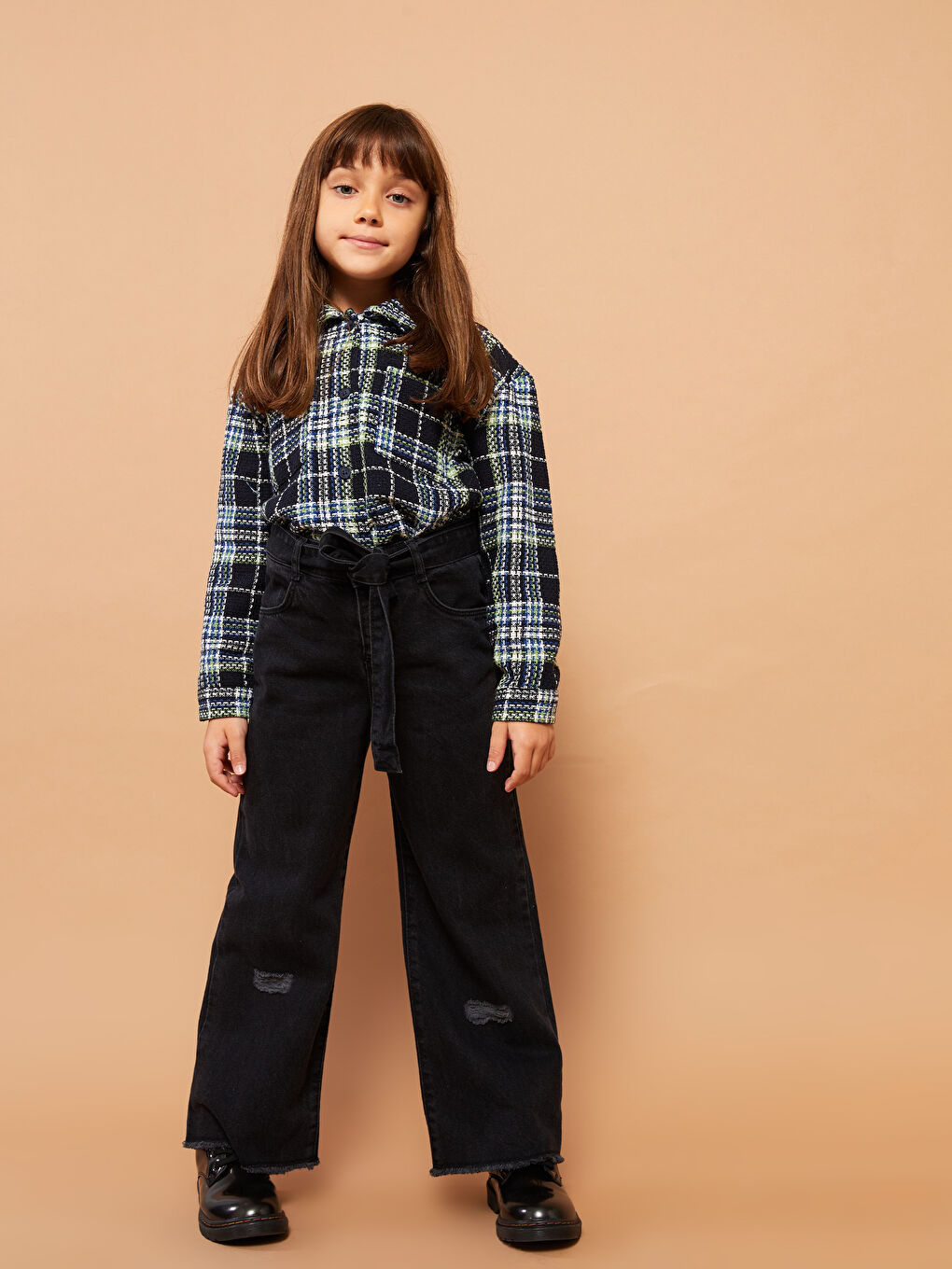 Siyah Wideleg Kız Çocuk Jean Pantolon