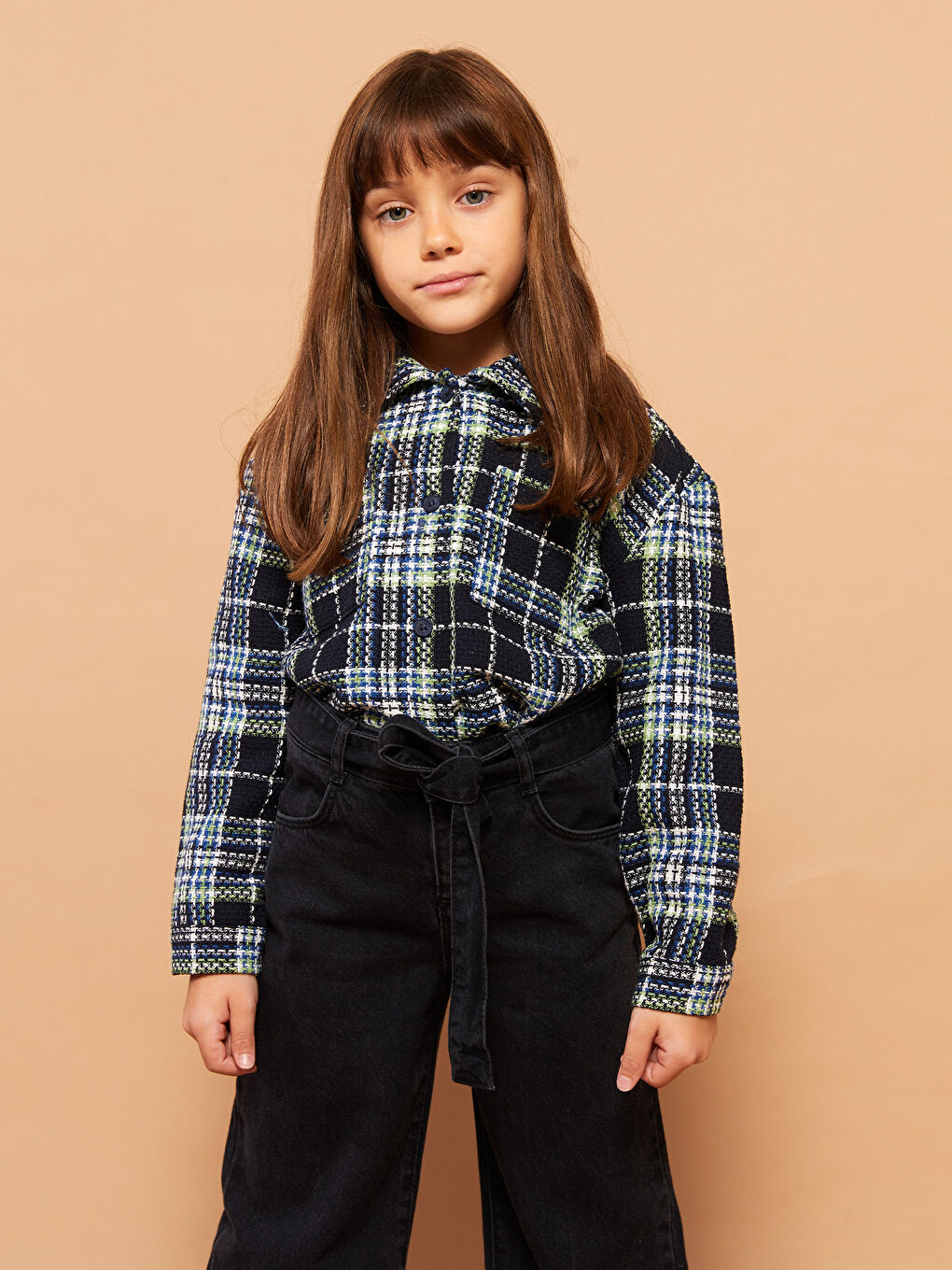 Siyah Wideleg Kız Çocuk Jean Pantolon-1