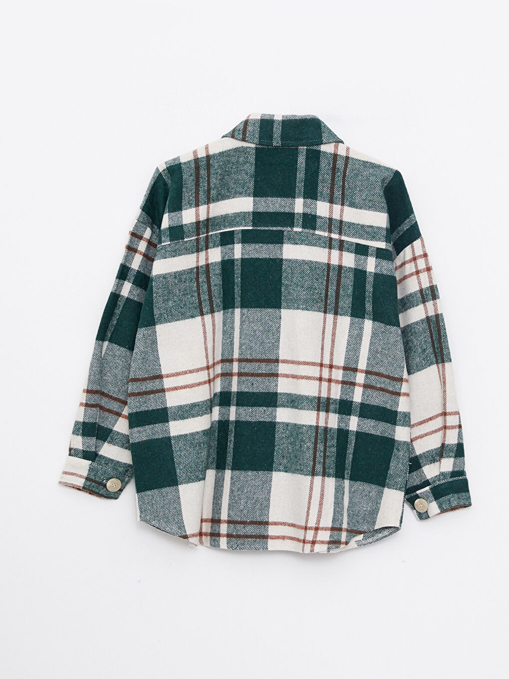 Yeşil Ekose Uzun Kollu Flanel Oversize Kadın Oduncu Gömlek Ceket-6