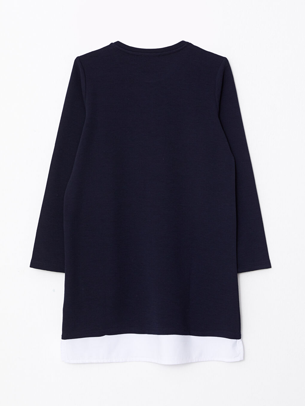 Lacivert Bisiklet Yaka Düz Uzun Kollu Kadın Tunik-6