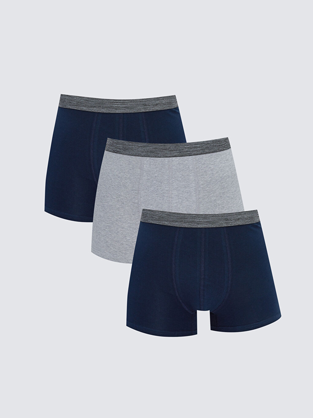 Gri Standart Kalıp Pamuklu Esnek Erkek Boxer 3'lü