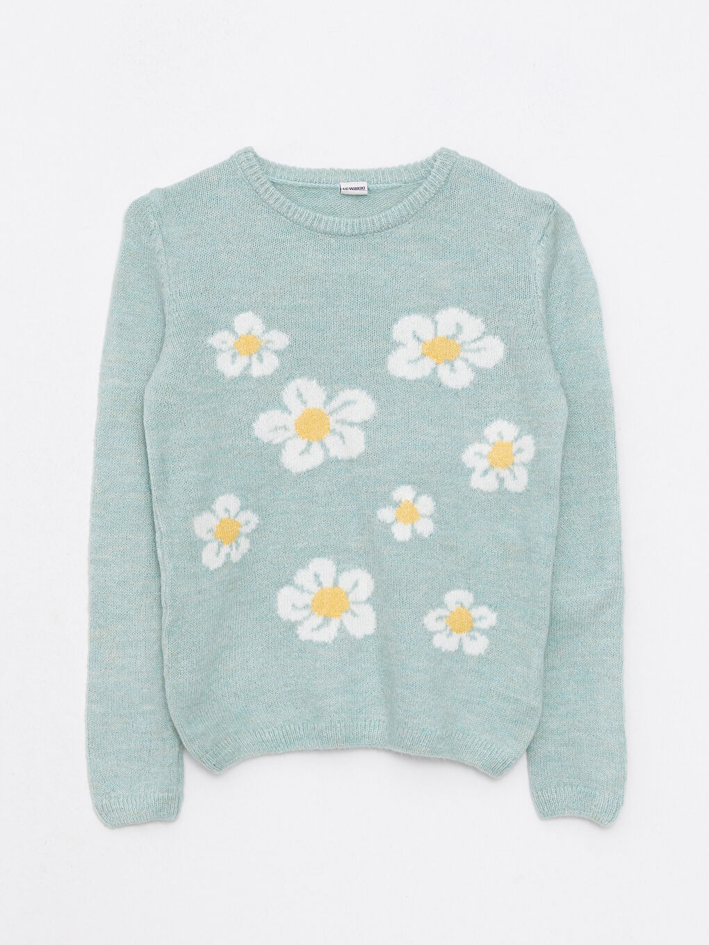 LCW Kids Rundhalsausschnitt Gemustert Langarm Strickpullover für Mädchen -W23643Z4-LDD