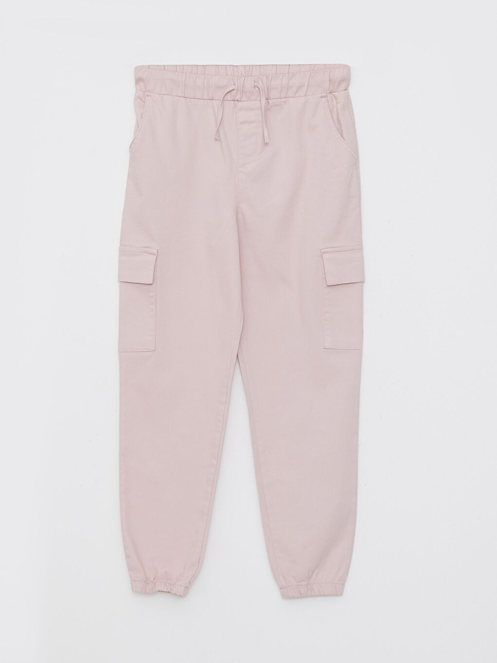 LCW Kids Mat Pembe Beli Lastikli Basic Gabardin Kız Çocuk Jogger Kargo Pantolon