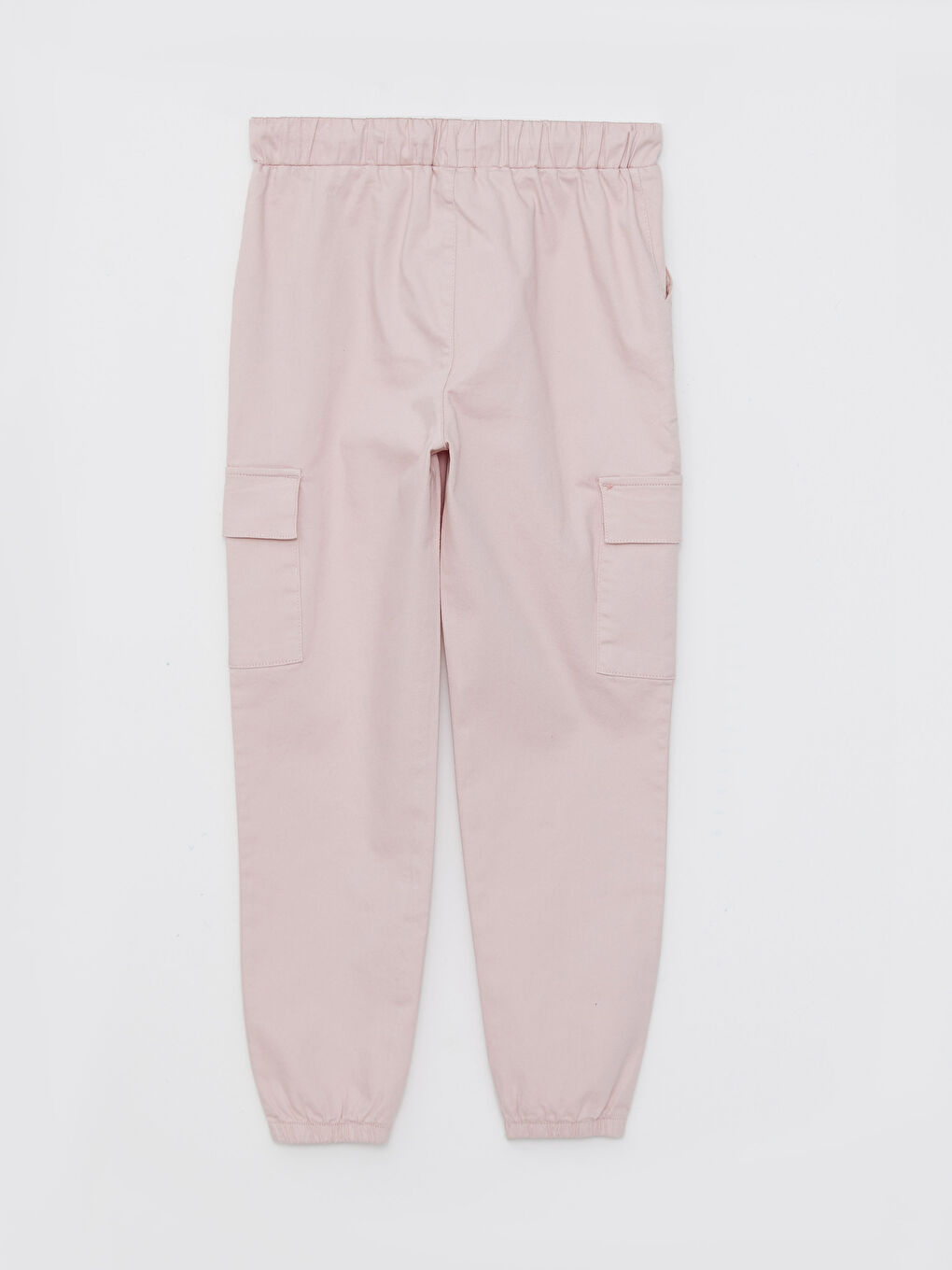 LCW Kids Mat Pembe Beli Lastikli Basic Gabardin Kız Çocuk Jogger Kargo Pantolon - 1