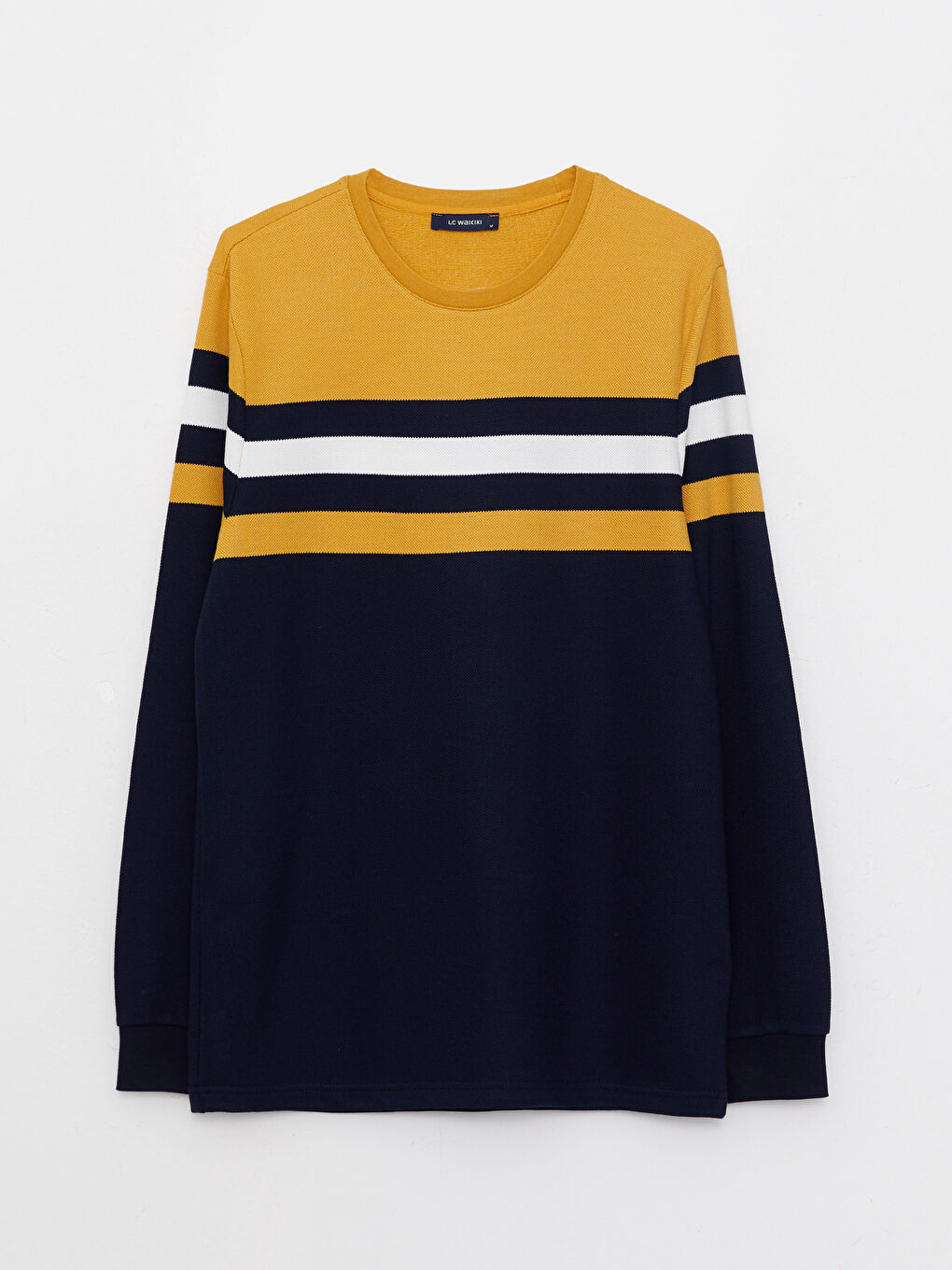 سويتشيرت رجالي مخطط بكم طويل وكول مدور-5