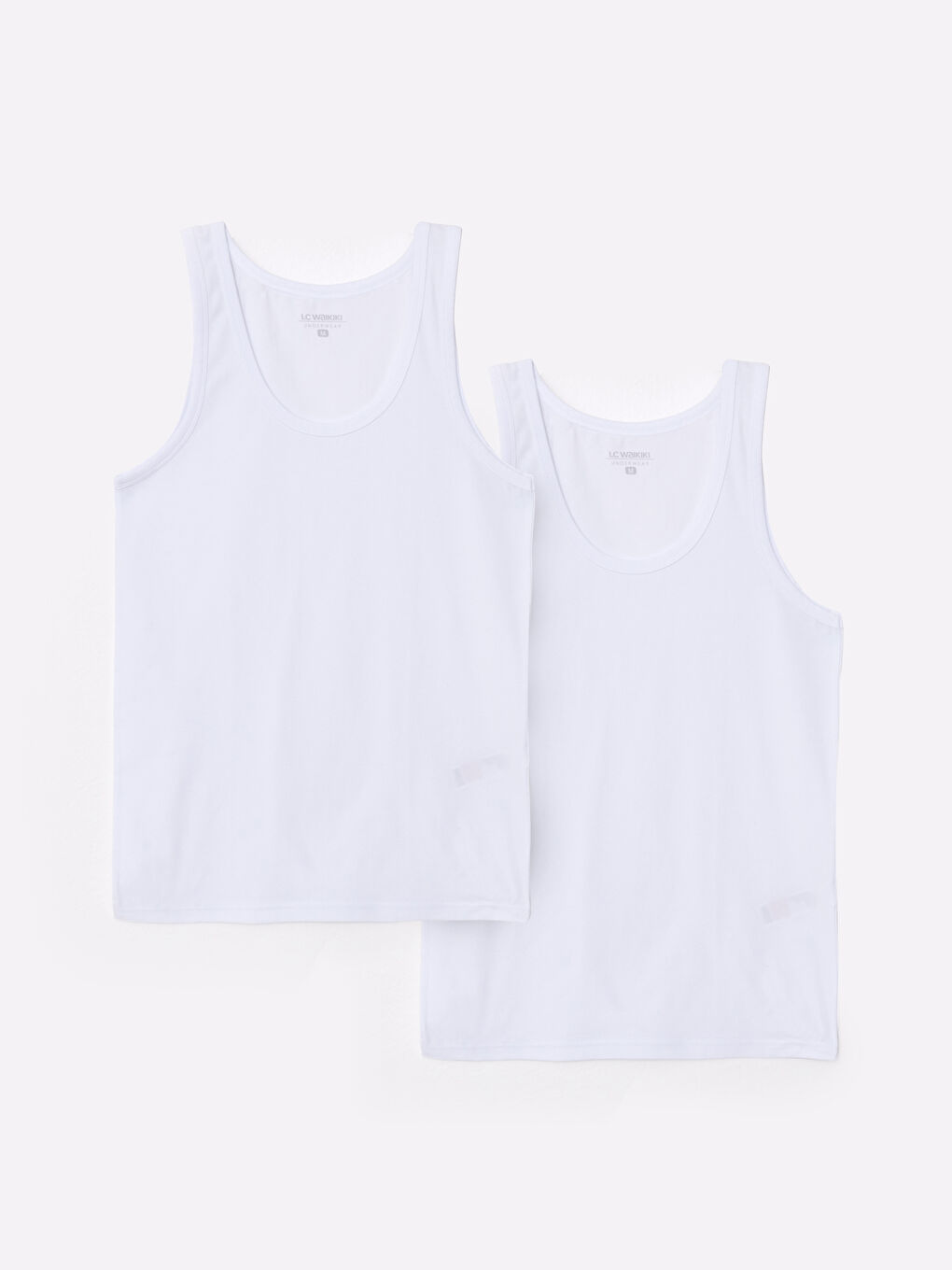 Beyaz U Yaka Penye Erkek Atlet 2'li-4