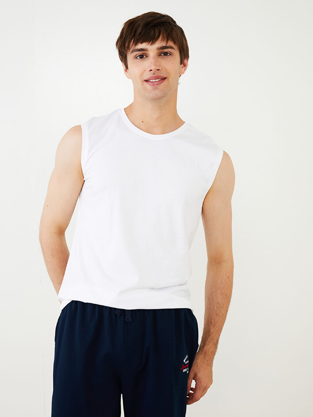 Crew Neck Sleeveless Cotton Men's Vest-2