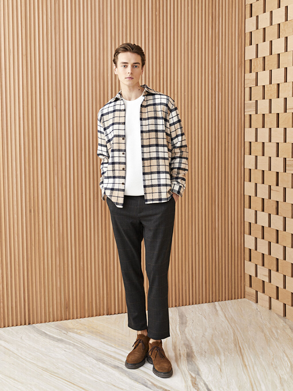 LCW Vision Slim Fit Plaid Men's Trousers -W23666Z8-LLL