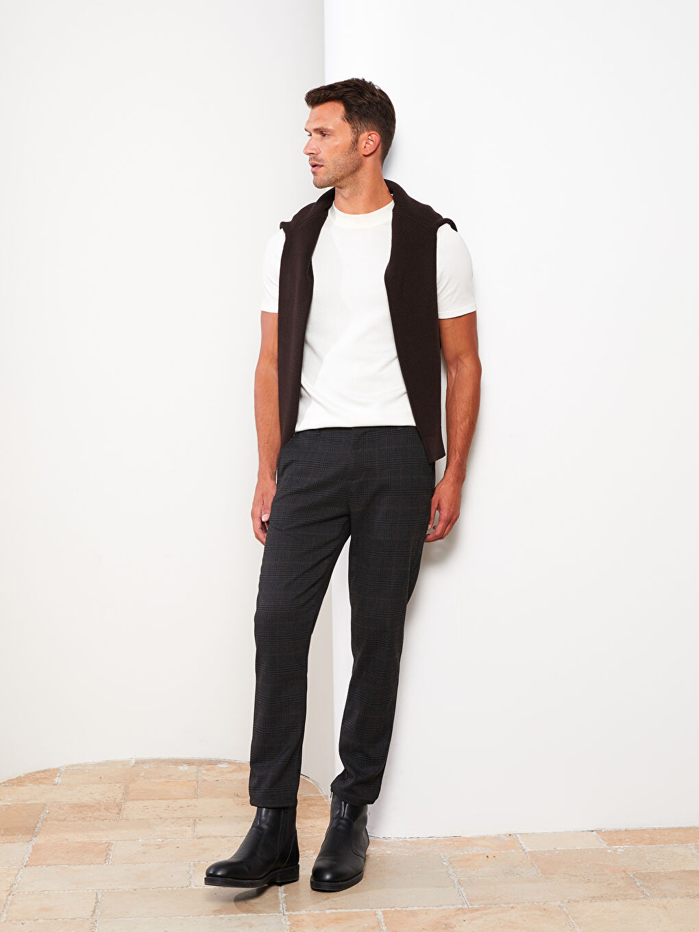 LCW Vision Slim Fit Plaid Men's Trousers -W23666Z8-LLL
