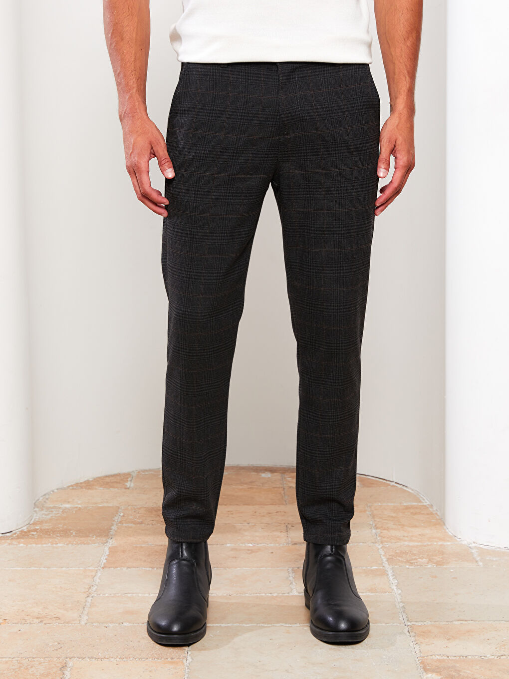 LCW Vision Slim Fit Plaid Men's Trousers -W23666Z8-LLL