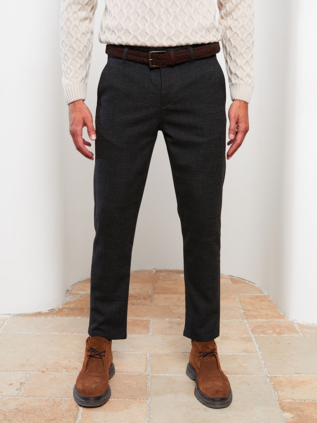 LCW Vision Antrasit Slim Fit Ekose Erkek Pantolon - 2