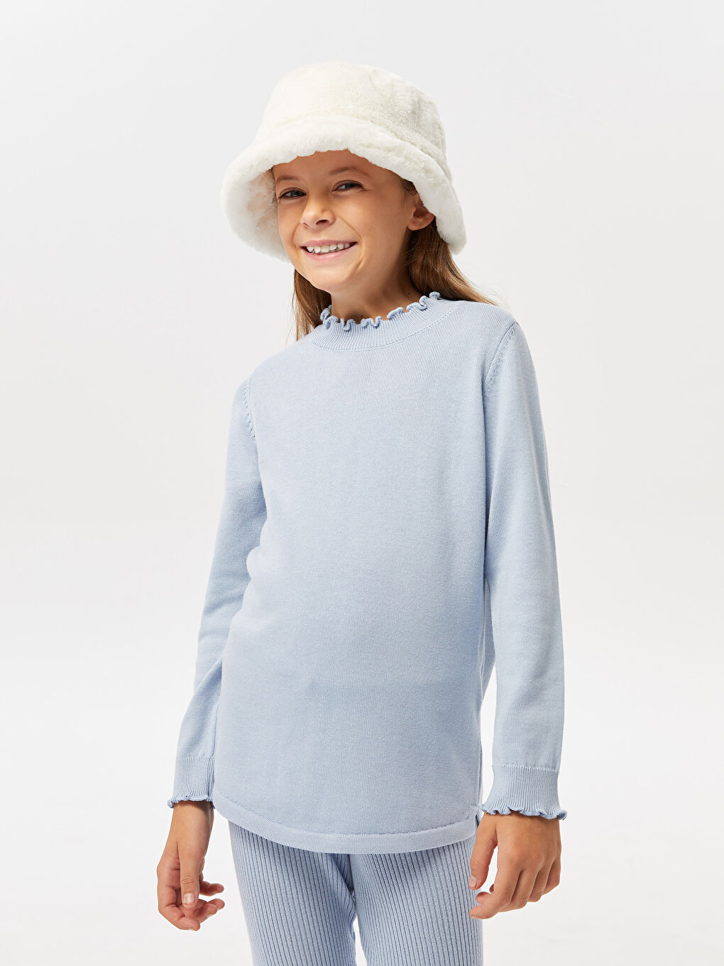 Mavi Bisiklet Yaka Basic Uzun Kollu Kız Çocuk Triko Kazak-1