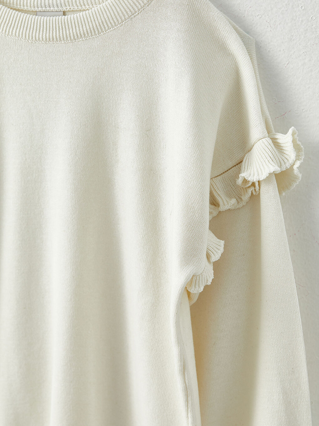 Ekru Bisiklet Yaka Basic Uzun Kollu Kız Çocuk Triko Kazak-4