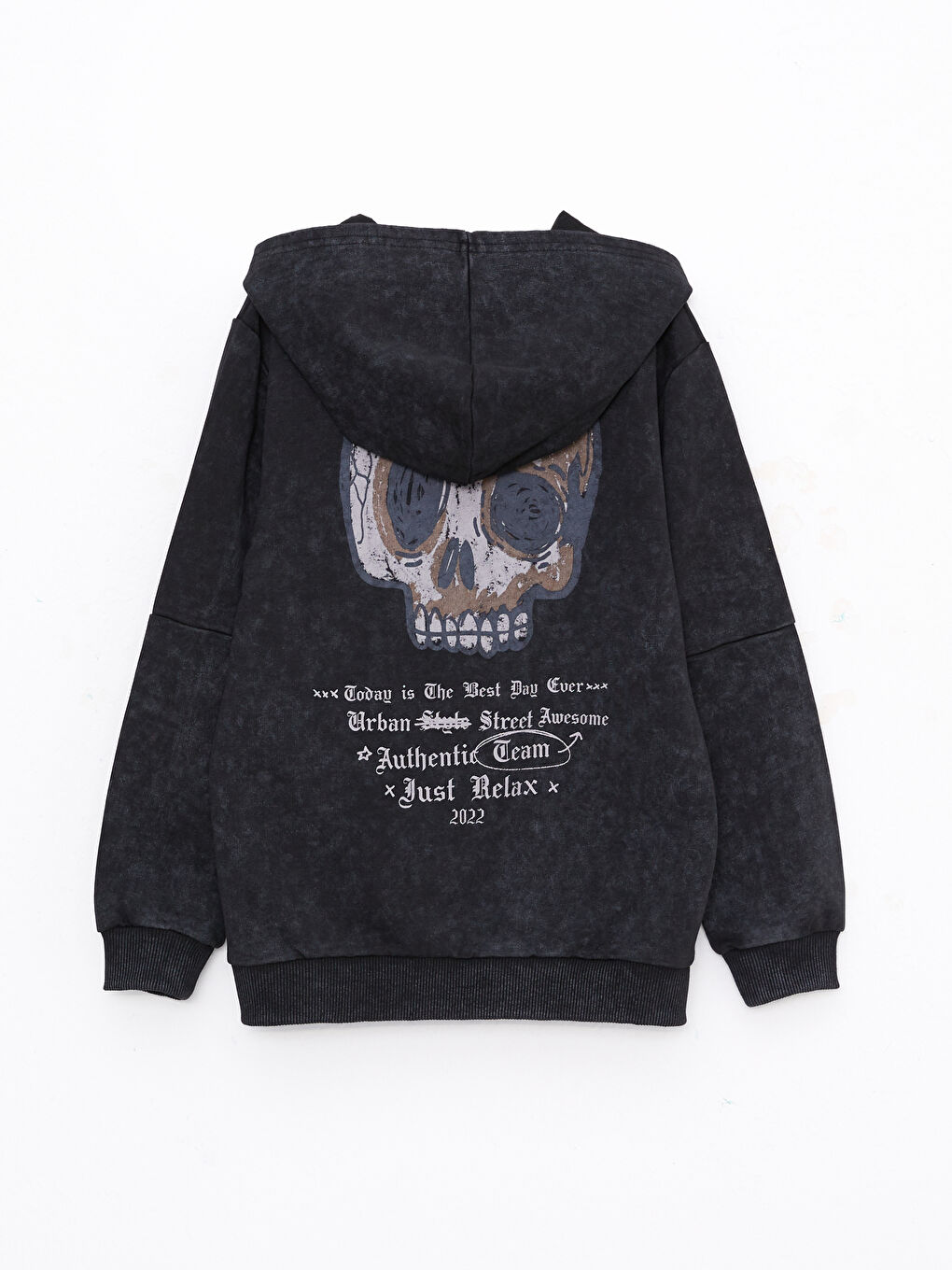 LCW Kids Hooded Printed Long Sleeve Boys' Zippered Sweatshirt -W23682Z4-HGG