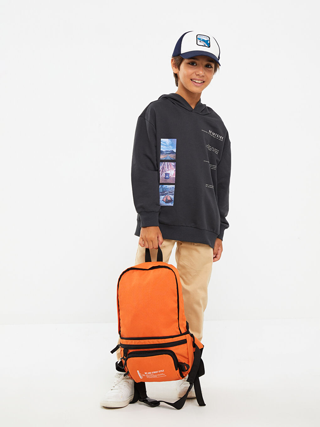 LCW Kids Hooded Printed Long Sleeve Boys' Sweatshirt -W23696Z4-HGG