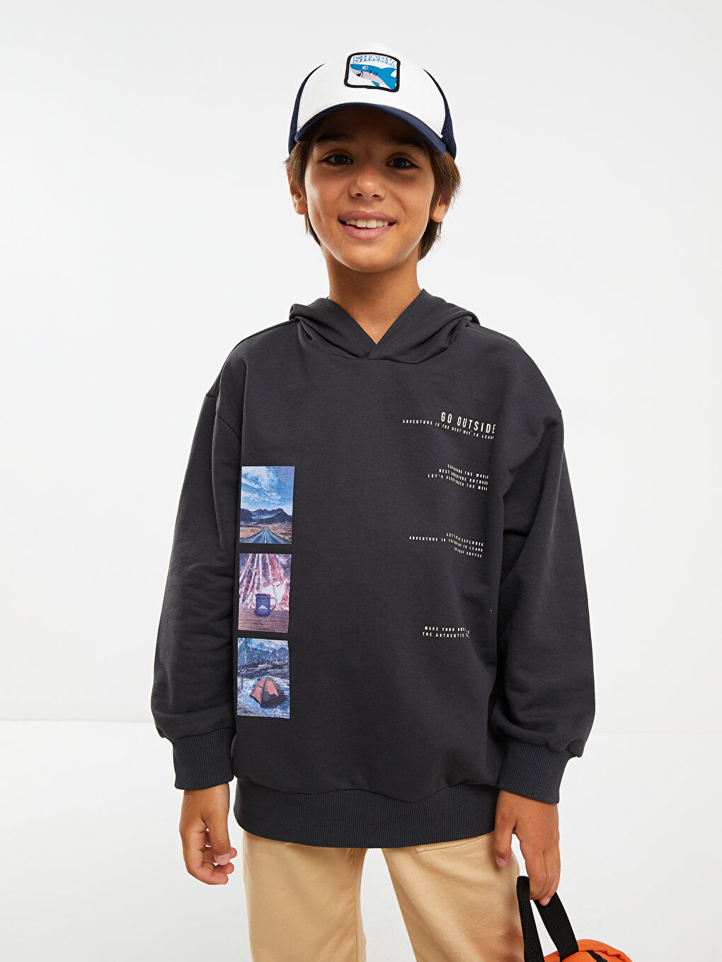 LCW Kids Hooded Printed Long Sleeve Boys' Sweatshirt -W23696Z4-HGG
