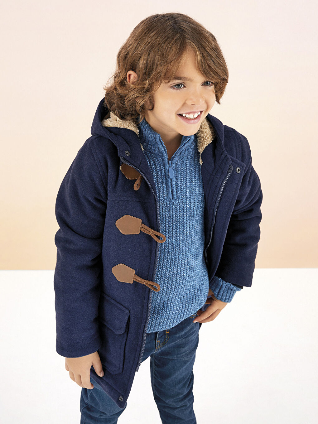 Пальто с капюшоном для мальчиков из каше-1