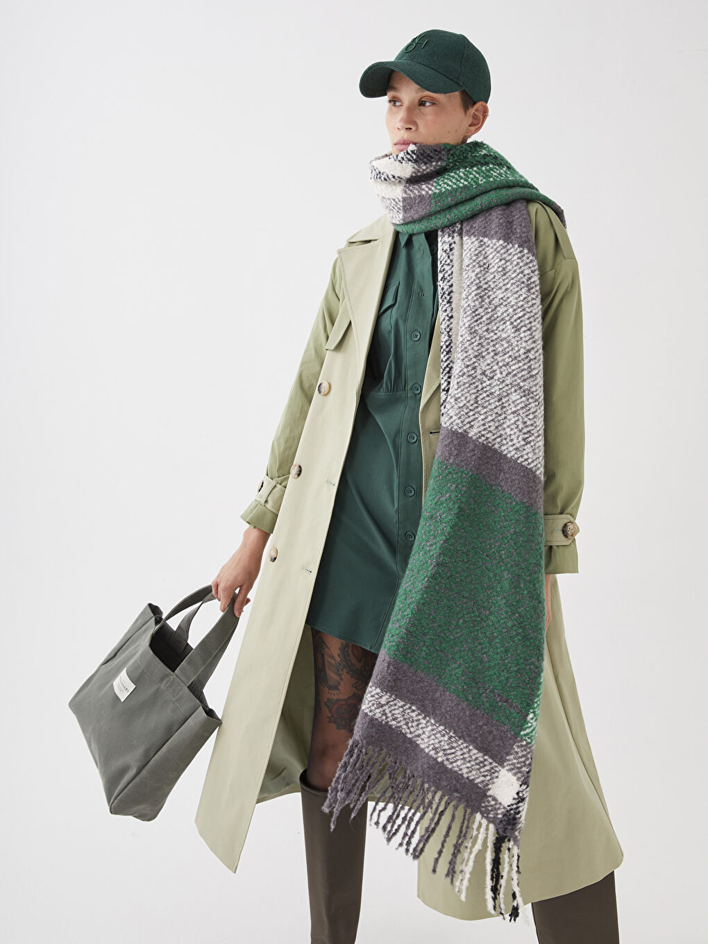 ترانشكوت نسائي سادة بأكمام طويلة وقبة جاكيت-6