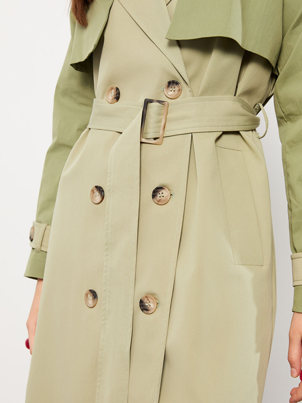 ترانشكوت نسائي سادة بأكمام طويلة وقبة جاكيت-7