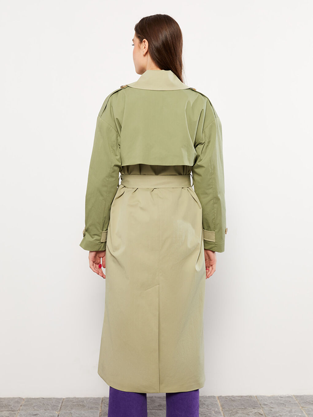 ترانشكوت نسائي سادة بأكمام طويلة وقبة جاكيت-11