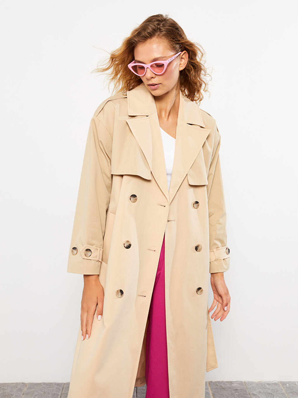 LCW Vision Jackenkragen Regulär Langarm Trenchcoat für Damen -W23702Z8-SGR