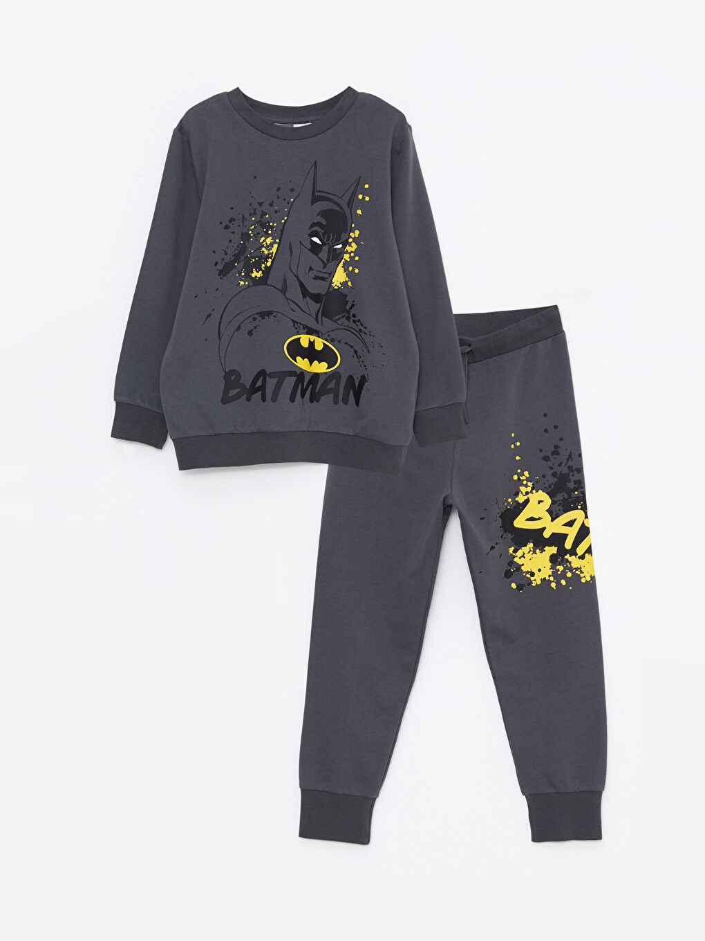LCW Kids Crew Neck Batman Printed Long Sleeve Boy Sweatshirt and Trousers -W23703Z4-HKS