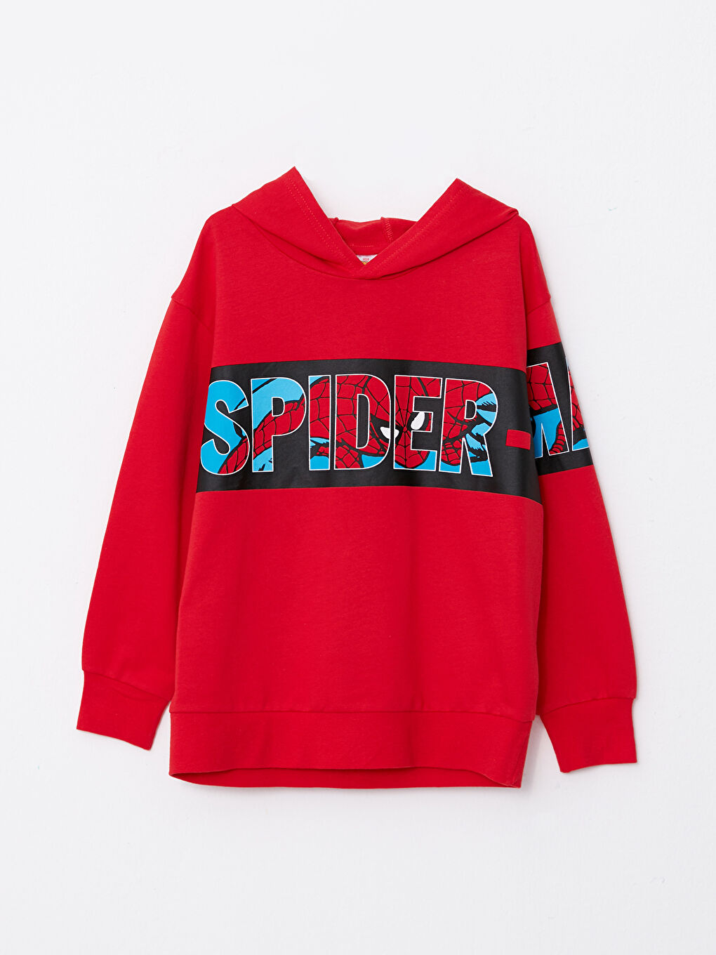 LCW Kids سویتشێرتی قۆڵ درێژی چاپکراوی سپایدرمان کڵاودار بۆ کوڕان -W23704Z4-HMW