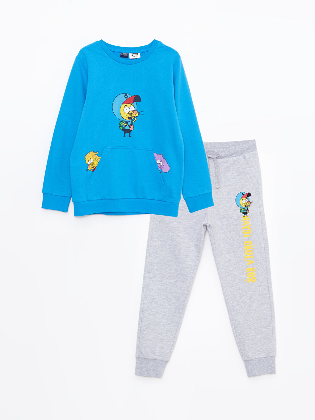 Mavi Bisiklet Yaka Kral Şakir Baskılı Uzun Kollu Erkek Çocuk Sweatshirt ve Eşofman Altı