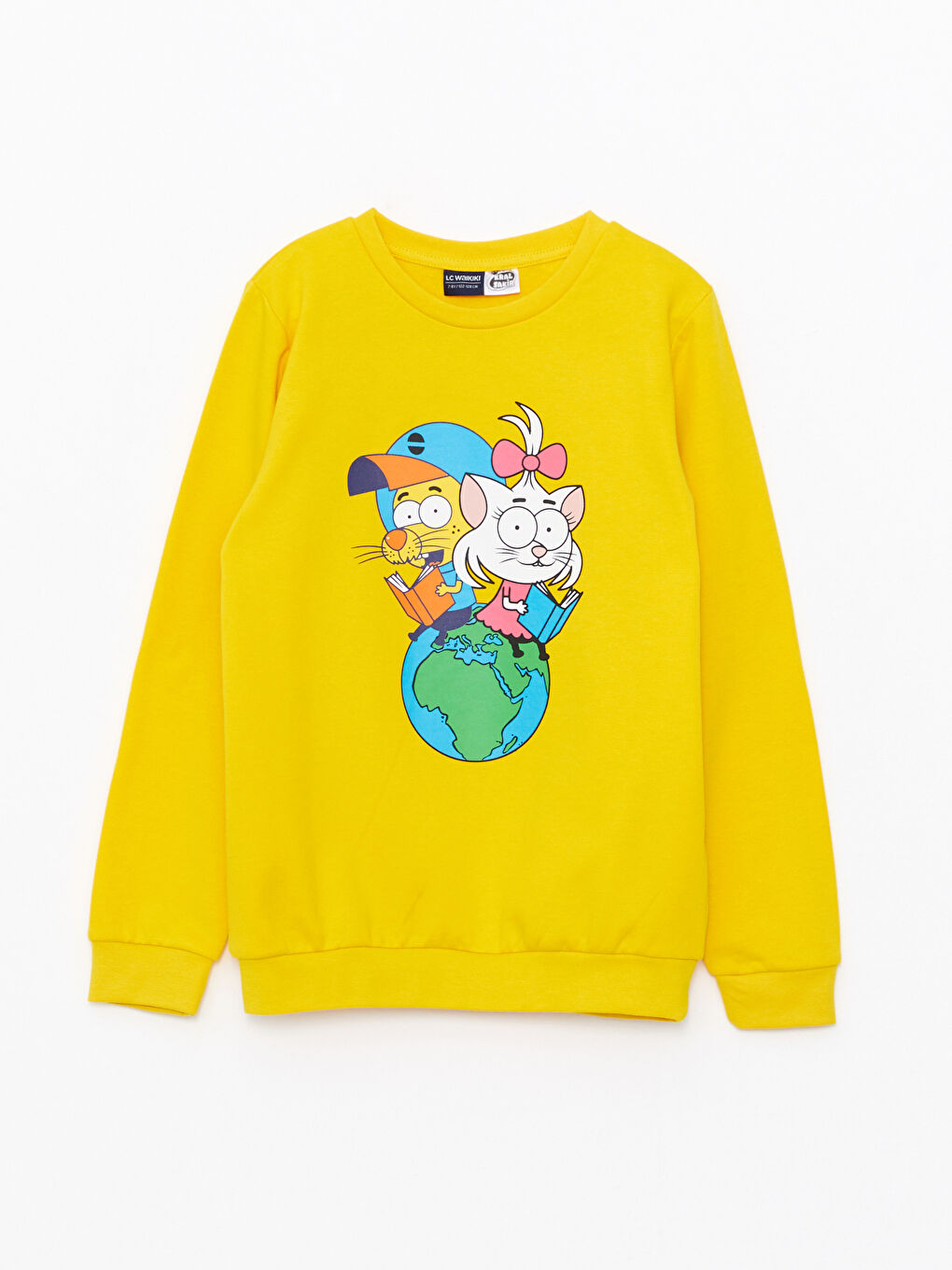 LCW Kids Orta Sarı Bisiklet Yaka Kral Şakir Baskılı Uzun Kollu Erkek Çocuk Sweatshirt ve Pantolon - 1