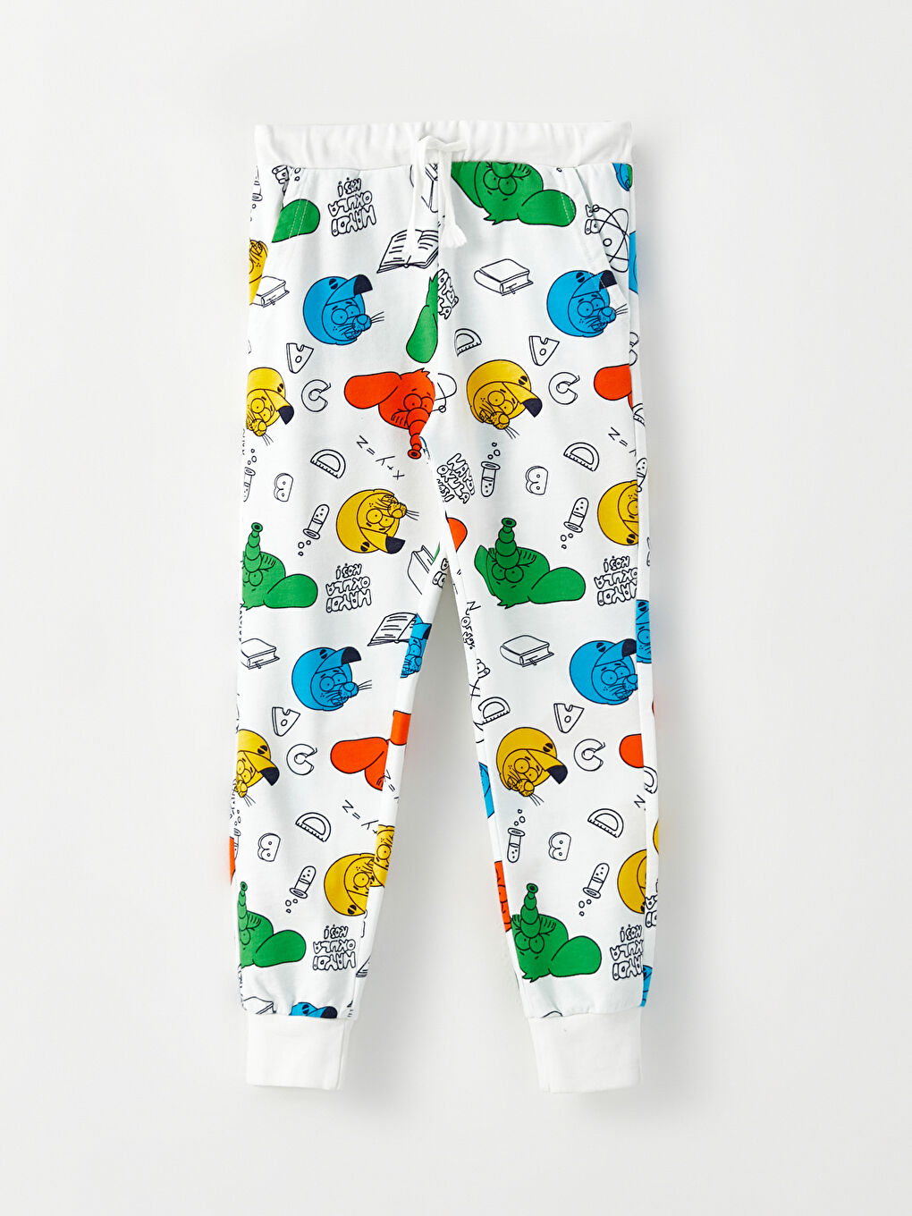 Ekru Beli Lastikli Kral Şakir Baskılı Erkek Çocuk Jogger Eşofman Altı