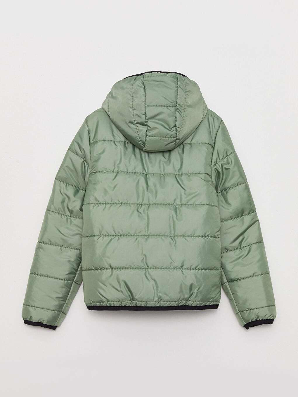 Yeşil Kapüşonlu Basic Erkek Çocuk Şişme Mont-1