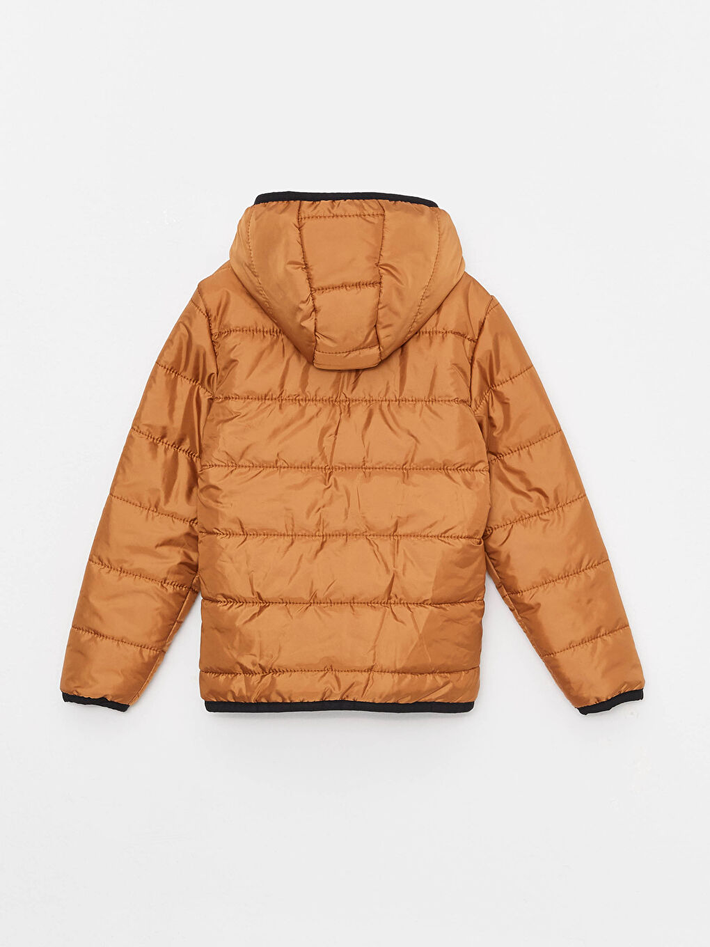 Kahverengi Kapüşonlu Basic Erkek Çocuk Şişme Mont-1