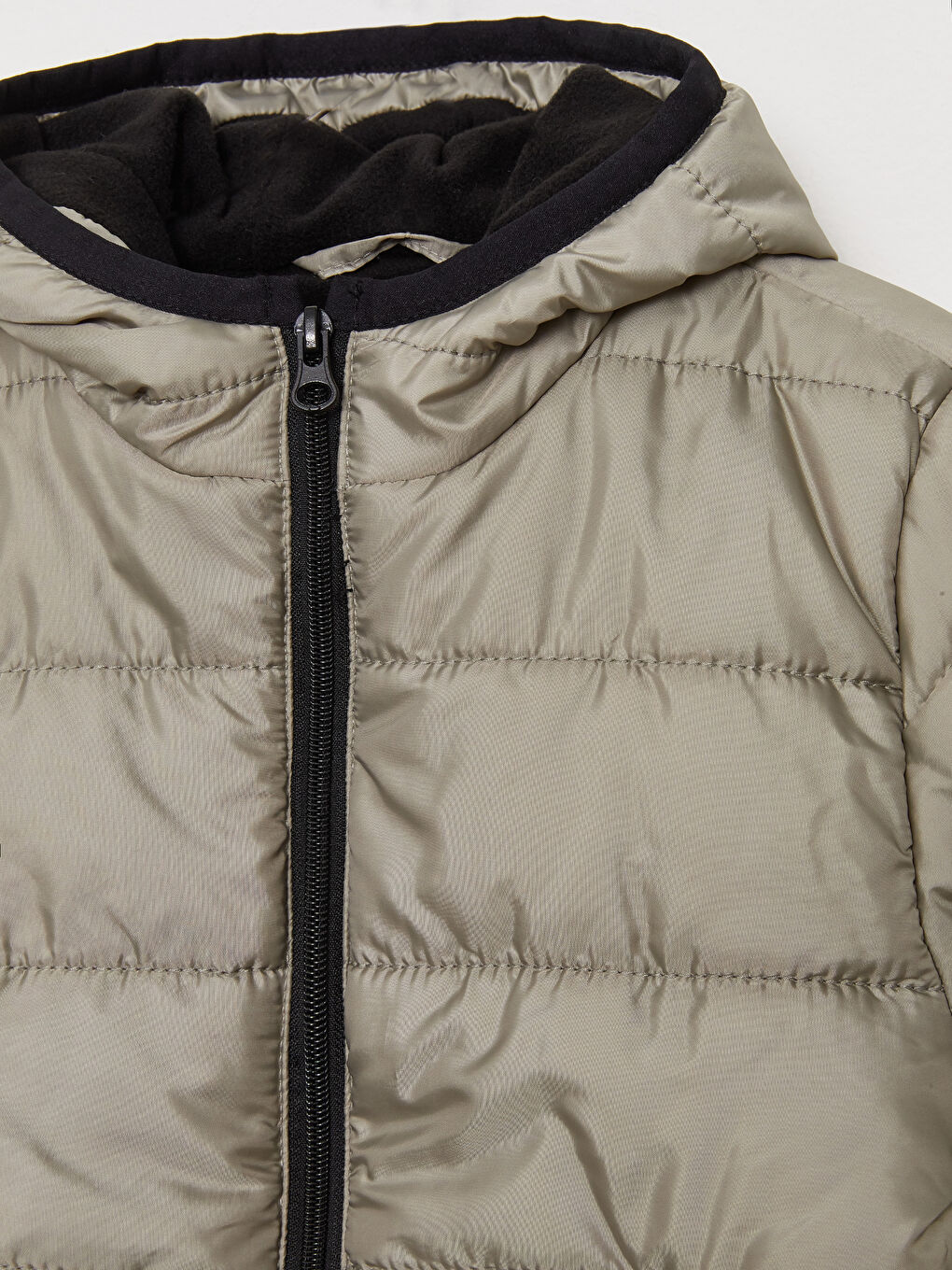 Yeşil Kapüşonlu Basic Erkek Çocuk Şişme Mont-3