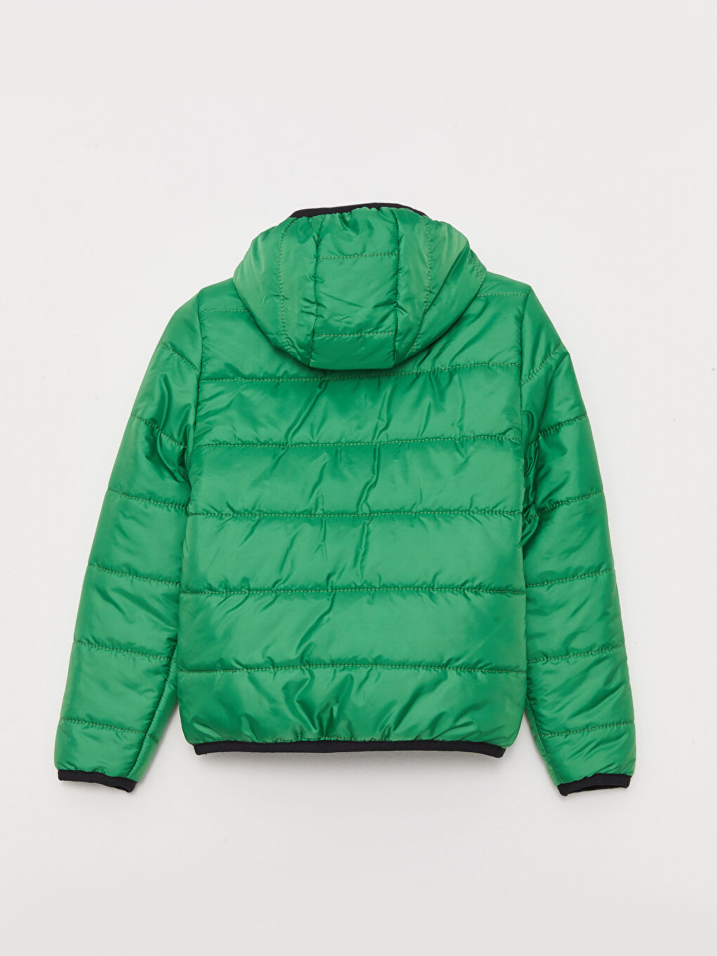 Yeşil Kapüşonlu Basic Erkek Çocuk Şişme Mont-1