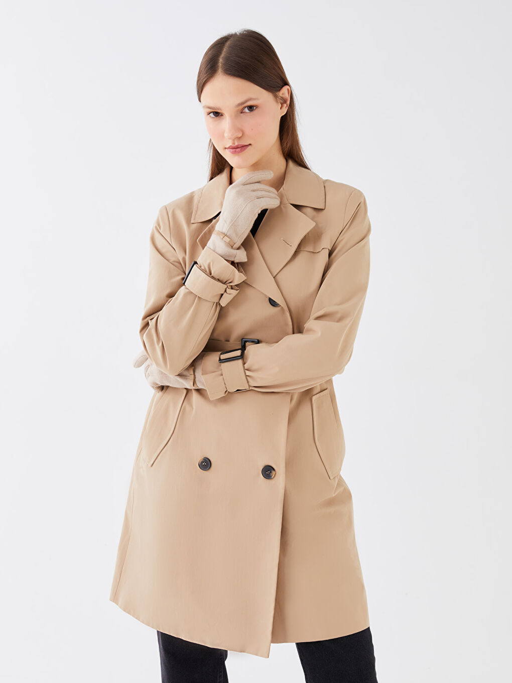 Gants Unis avec Nœud Détail pour Femmes-1