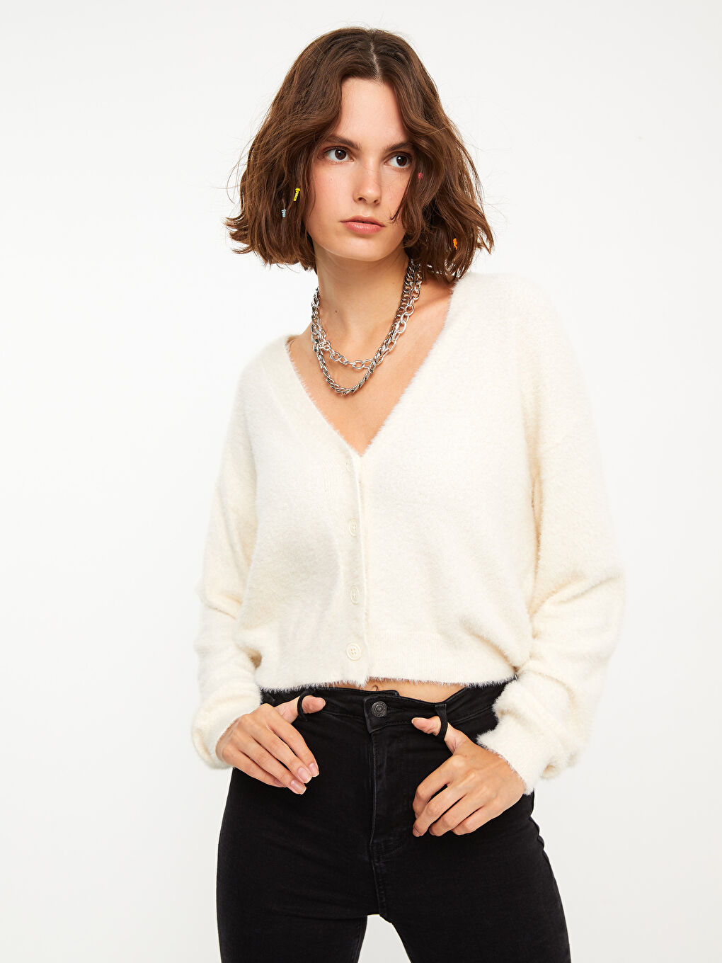 Kardigan od trikotaže sa V izrezom za Žene