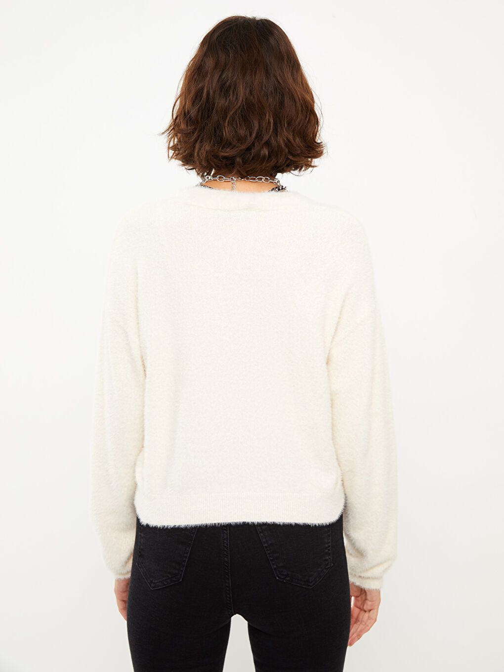 Kardigan od trikotaže sa V izrezom za Žene-4