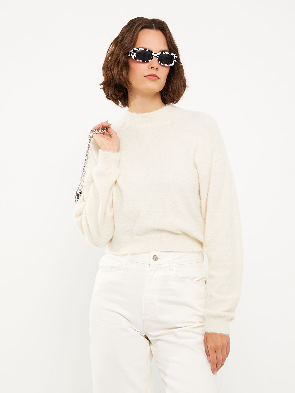 XSIDE Rundhalsausschnitt Schlicht Langarm Damen Strickpullover -W23747Z8-QB3
