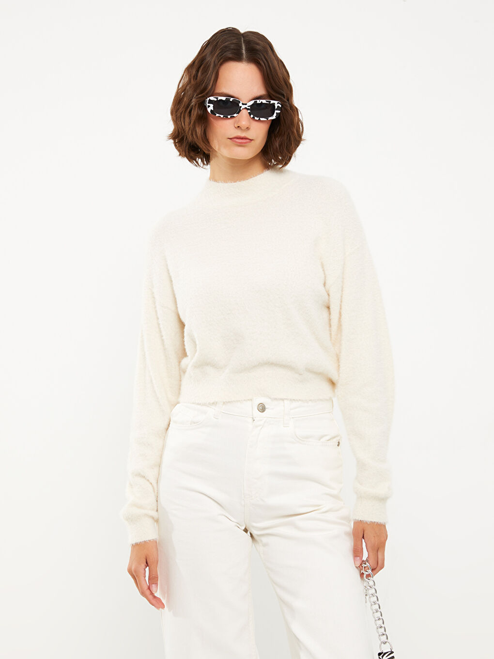 XSIDE Rundhalsausschnitt Schlicht Langarm Damen Strickpullover -W23747Z8-QB3