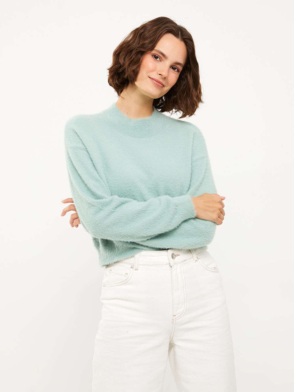 XSIDE Rundhalsausschnitt Schlicht Langarm Damen Strickpullover -W23747Z8-SBD