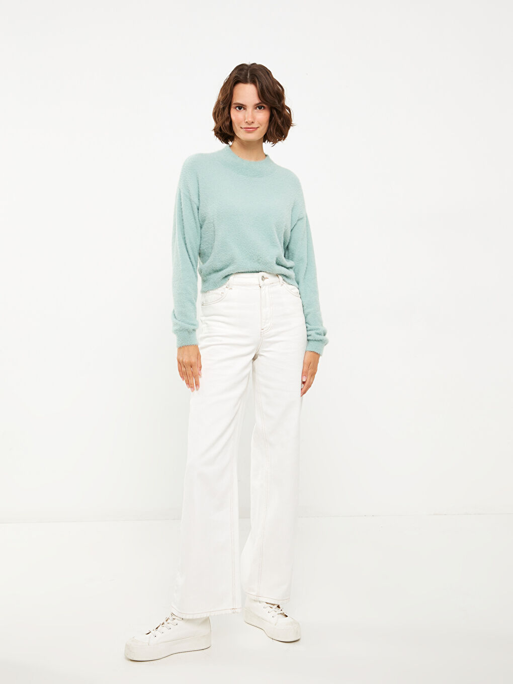 XSIDE Rundhalsausschnitt Schlicht Langarm Damen Strickpullover -W23747Z8-SBD