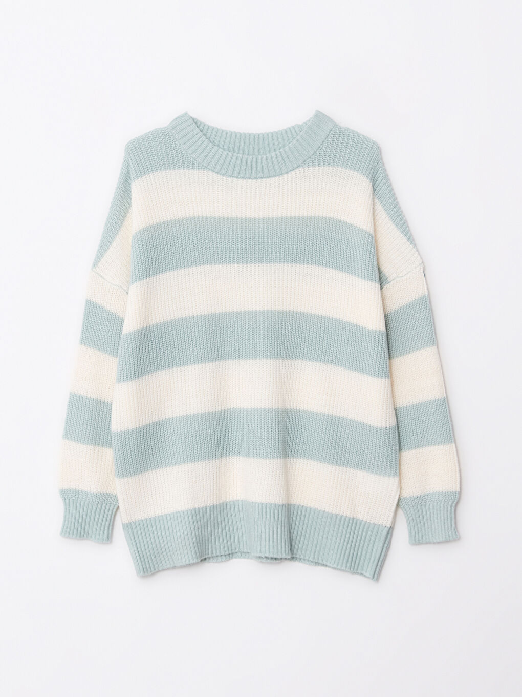 Crew Neck Striped Long Sleeve Women's Knitwear Sweater-5