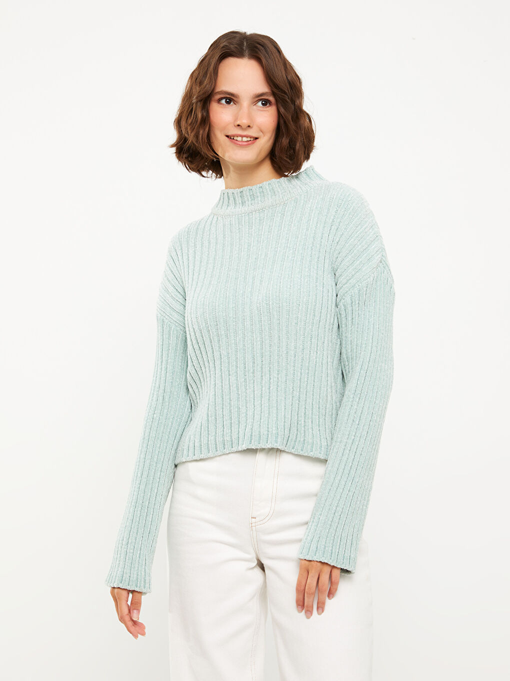 سترة تريكو بياقة قمع للسيدات-1