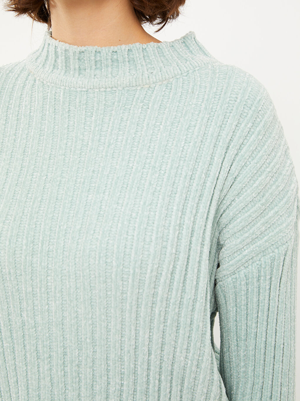 سترة تريكو بياقة قمع للسيدات-3