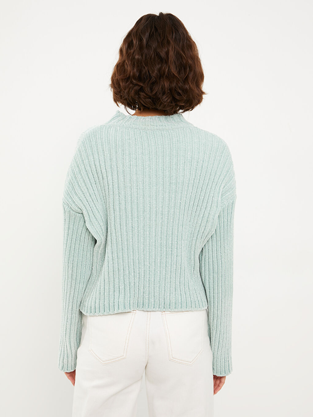 سترة تريكو بياقة قمع للسيدات-4