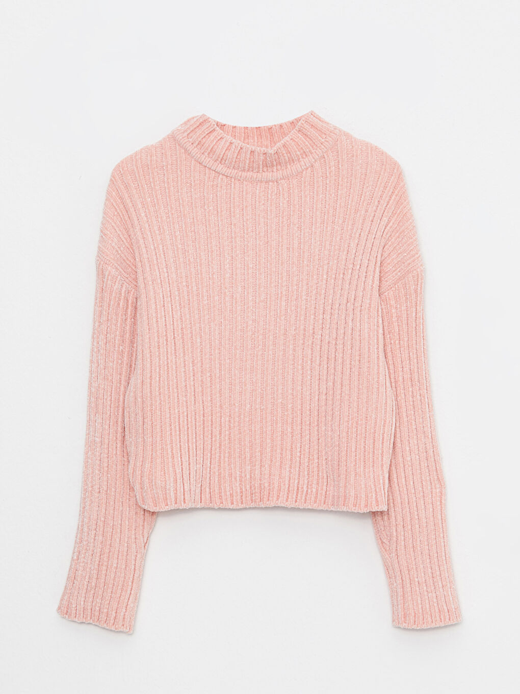 Пуловер с яка тип фуния за жени от трико-5