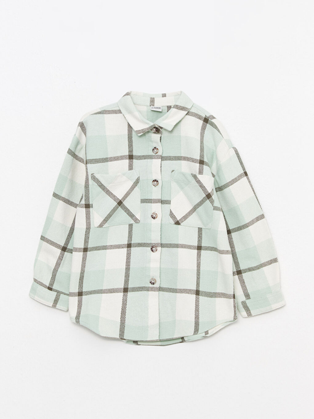 LCW Kids Plaid Long Sleeve Gabardine Girl Shirt -W23773Z4-LME